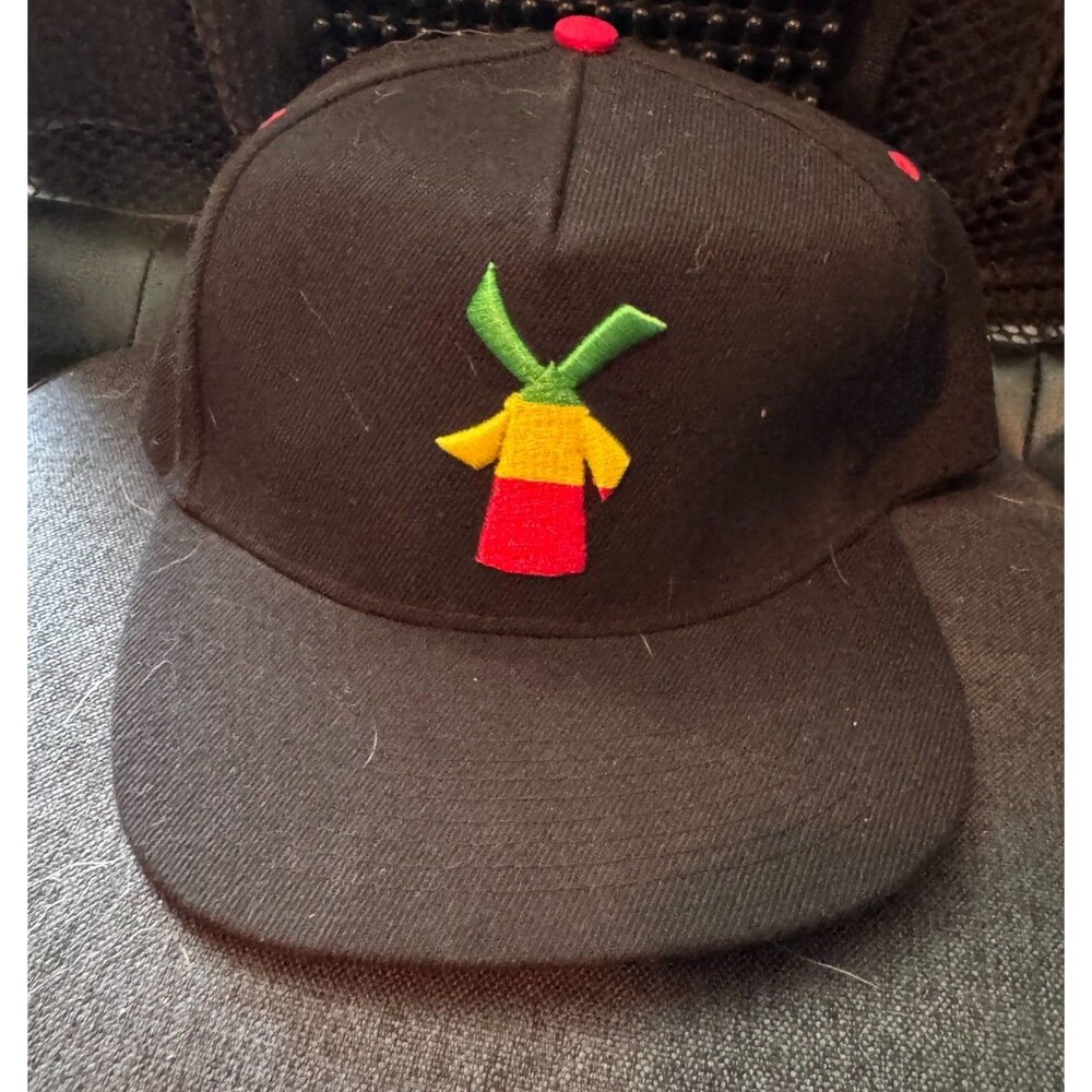 Dutch Bros Coffee Black Snapback Hat with Rasta Windmill Embroidery